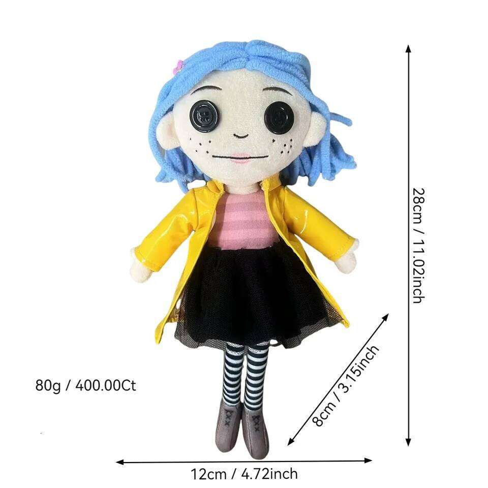 28cm Coraline Plush Stuff Cartoon Figure Kawaii Doll Soft Pillow Ugly Kids Cute Collectible Dolls Decoration Toys Birthday Gifts 26L0701