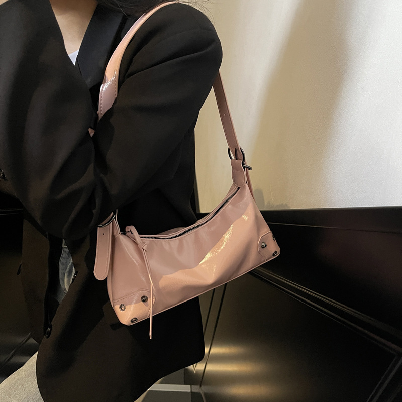 Pu Leather Retro Womens Underarm Bag Cool Y2k Girls Vintage Small Shoulder Bags Simple Female Crossbody Bag Handbags Purse 250314