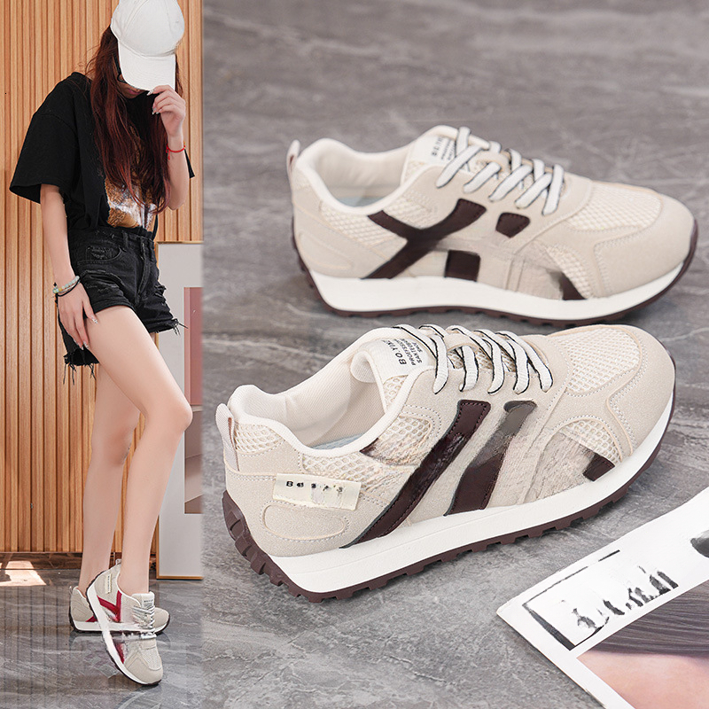 2026 new womens forrest gump shoes spring edition mesh breathable suitable for matching skirts soft sole comfortable sports shoes