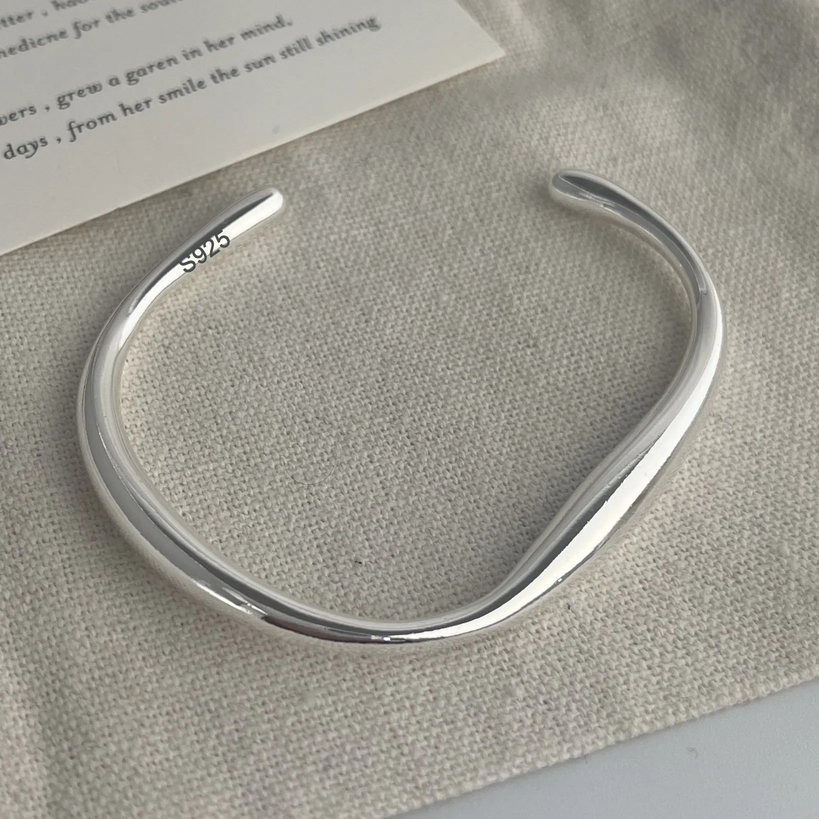 100 Solid 925 Sterling Silver Metal Bracelet for Women Vintage Handmade Simple Wide Heart Chain Bracelet Birthday Gift Party 260701 - view 4