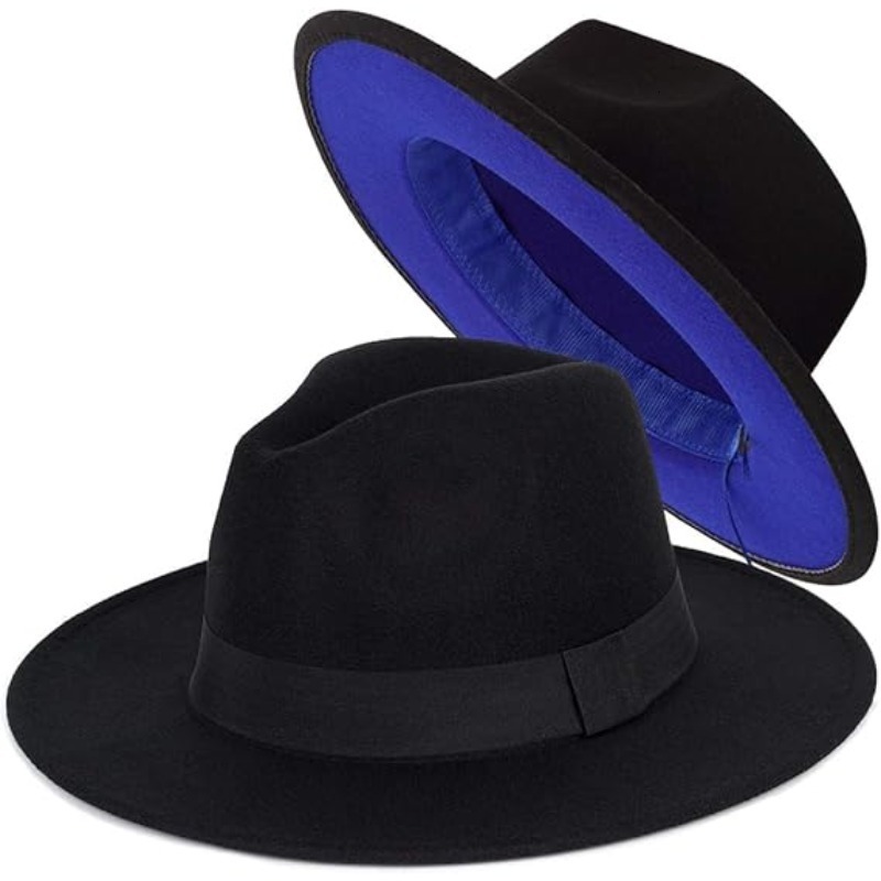 Black and White Doublesided Color Matching Woolen Top Hat Womens Wide Brim Jazz Felt Fedora Hats Mens Party Jazz Cap 250919