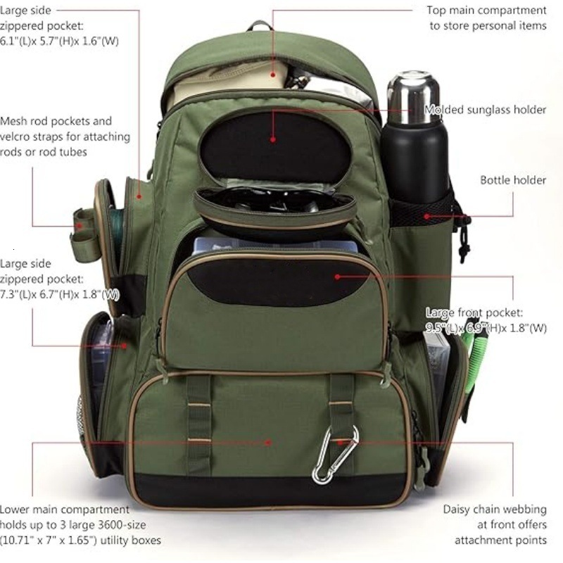 Fishing Gear Storage Backpack Waterproof High Performance Large Capacity Tactical Bag for Camping Hiking Travel 251030