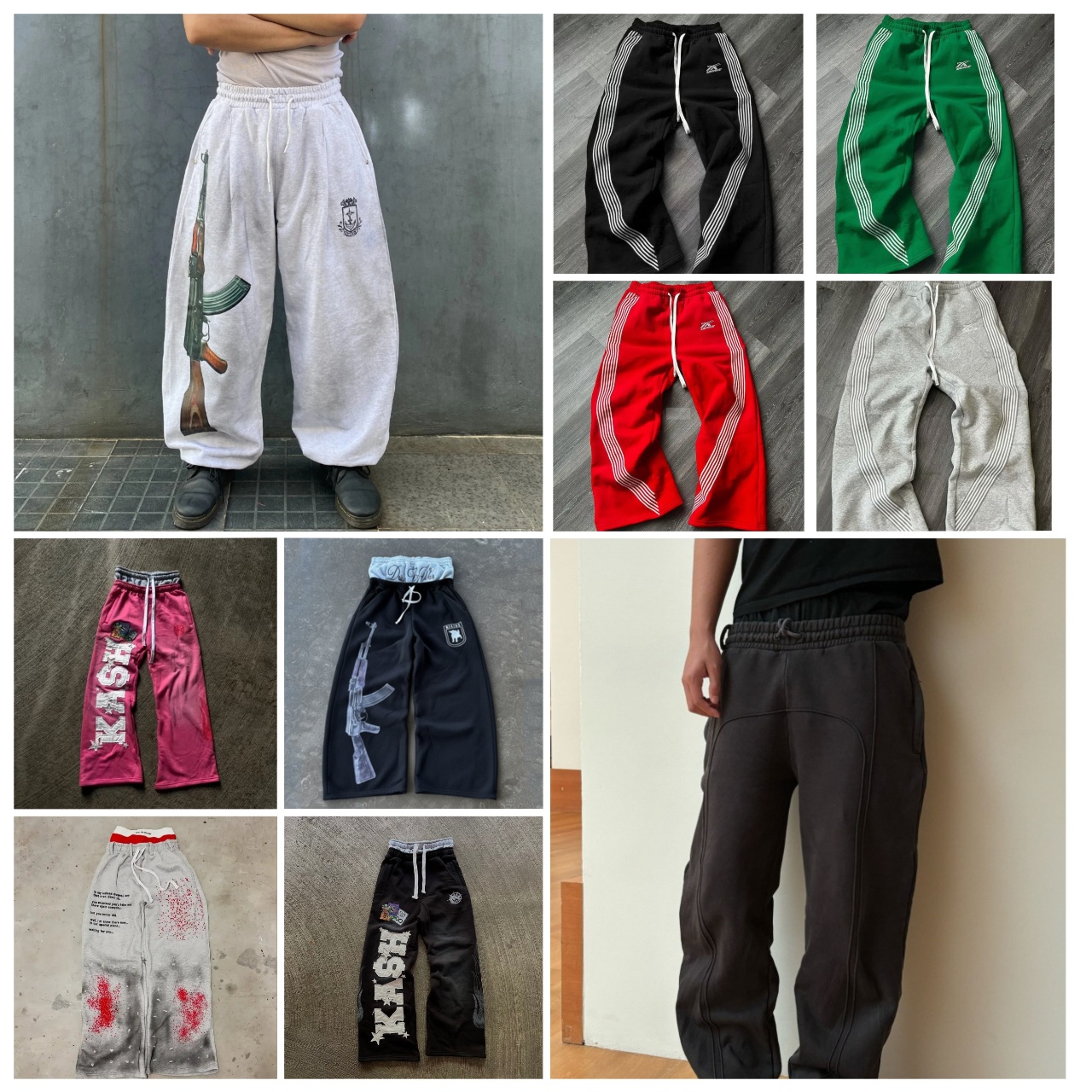 Men's Pants Printed Striped Casual 2026 American Retro Fashion Straight-Leg Trendy Harajuku Y2K Wide-Leg Street Style