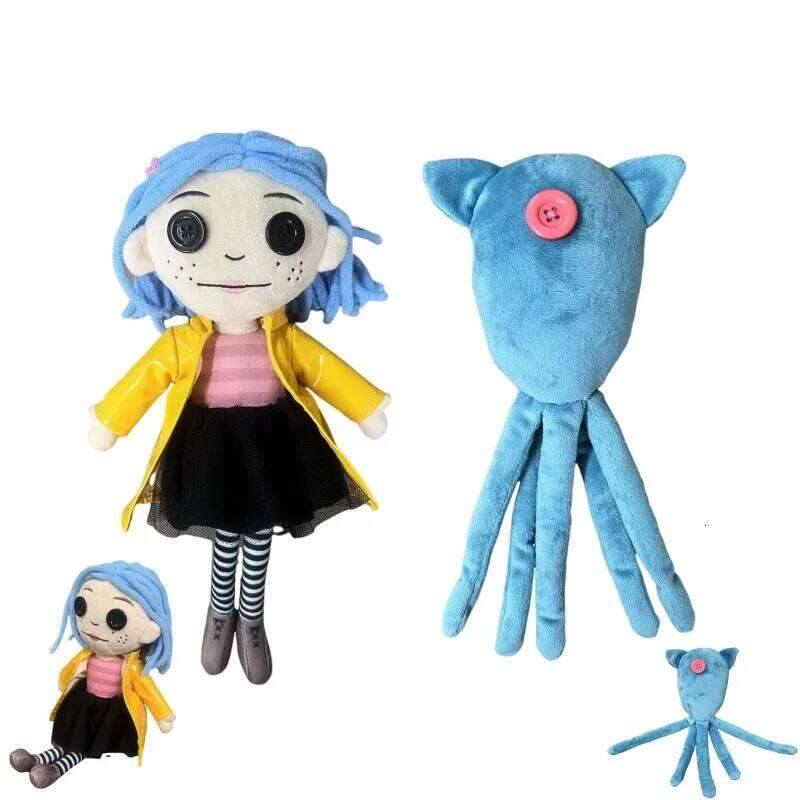 28cm Coraline Plush Stuff Cartoon Figure Kawaii Doll Soft Pillow Ugly Kids Cute Collectible Dolls Decoration Toys Birthday Gifts 26L0701