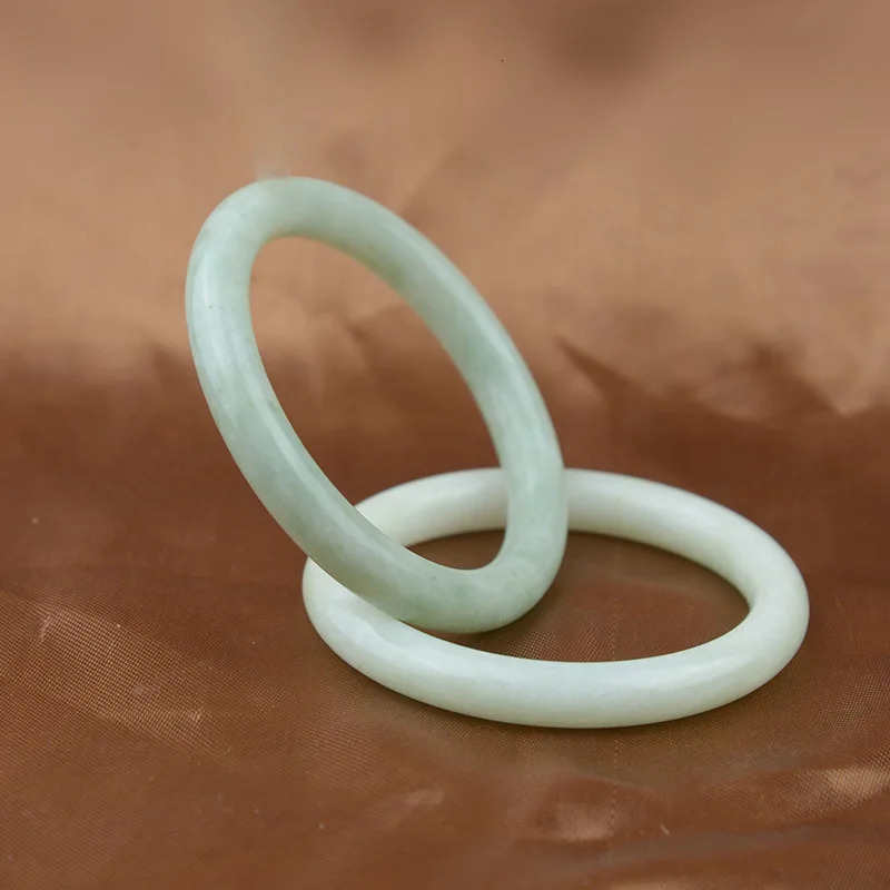 Natural Jadeite Color Hand Carved Round Jade Bracelet Fashion Boutique Jewelry Womens Light Green Floating Flower Jade Bracelet 260630BJ - view 3