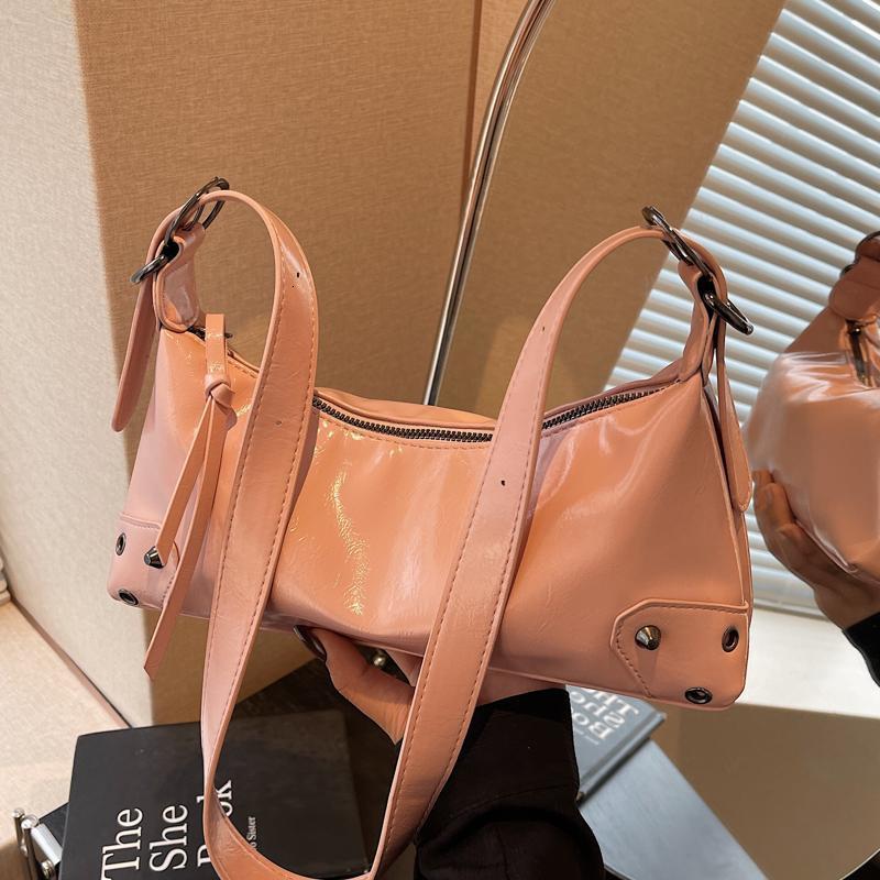 Pu Leather Retro Womens Underarm Bag Cool Y2k Girls Vintage Small Shoulder Bags Simple Female Crossbody Bag Handbags Purse 250314