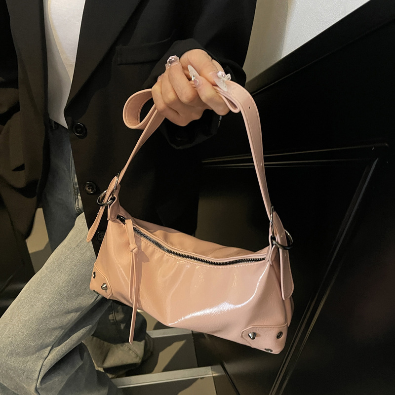 Pu Leather Retro Womens Underarm Bag Cool Y2k Girls Vintage Small Shoulder Bags Simple Female Crossbody Bag Handbags Purse 250314