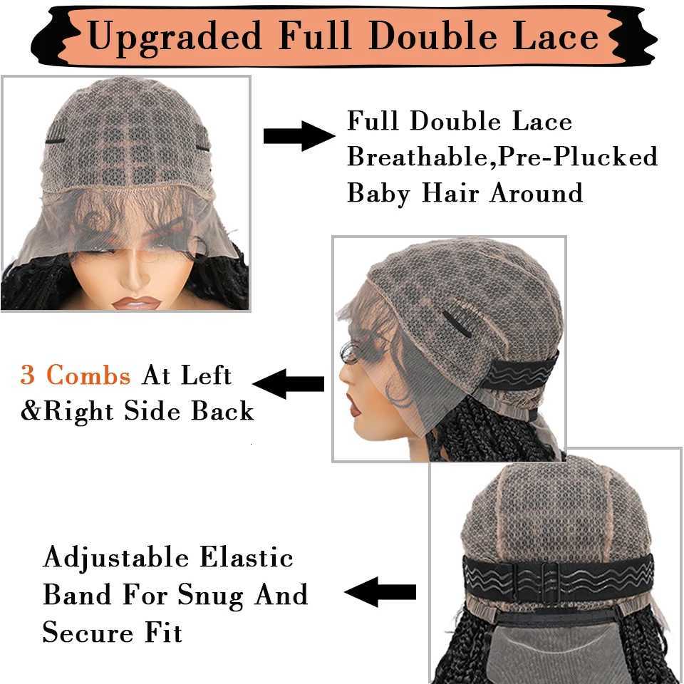 Wigs 24 Inch Long Bohemian Braided Glueless Boho Box Braid Wigs for Black Women Preplucked Part Lace Braided Wigs with Baby Hair X260701 - view 7