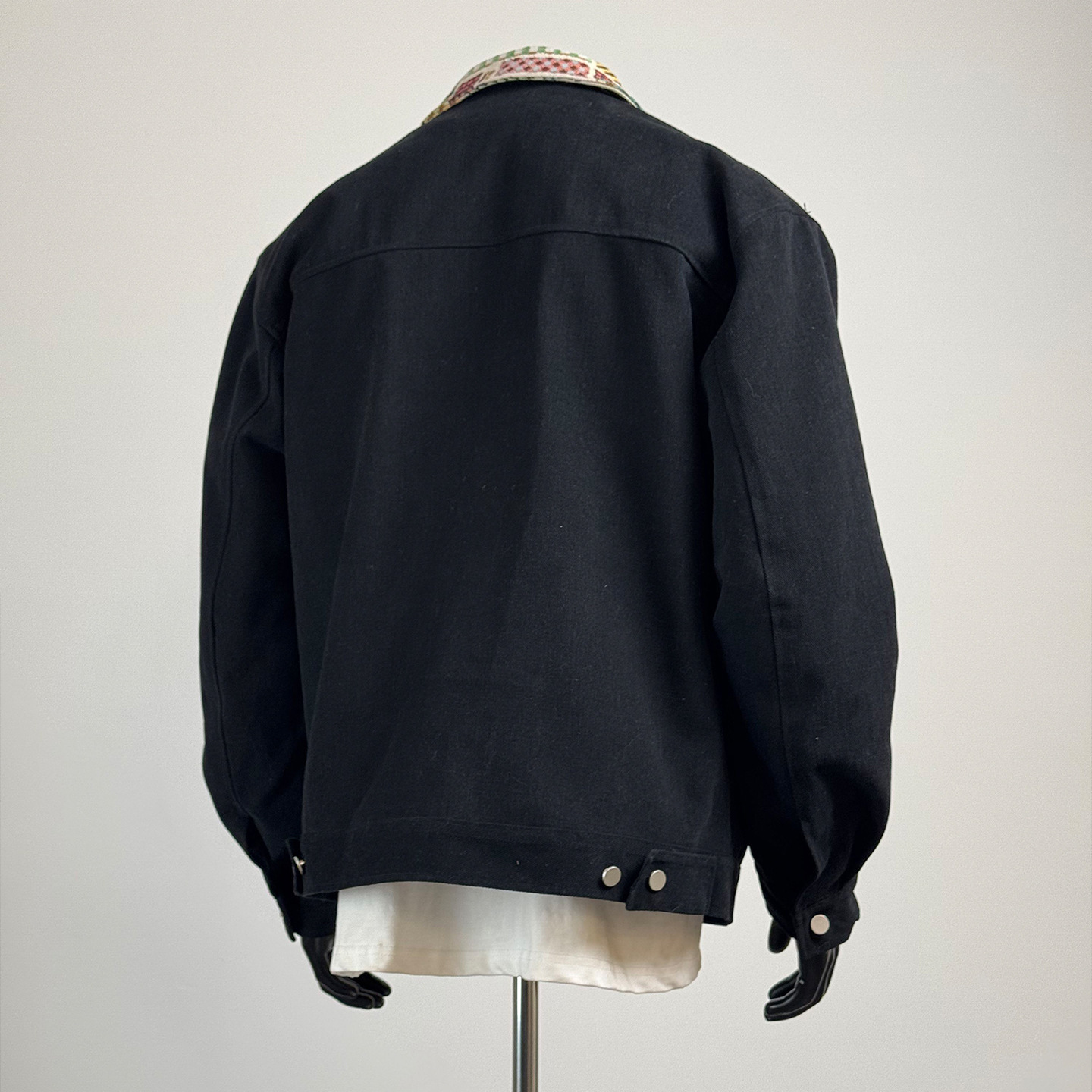2026 new men's black denim work jacket, with a stand-up collar and zipper design, front pockets, suitable for spring and autumn street fashion, o - view 5