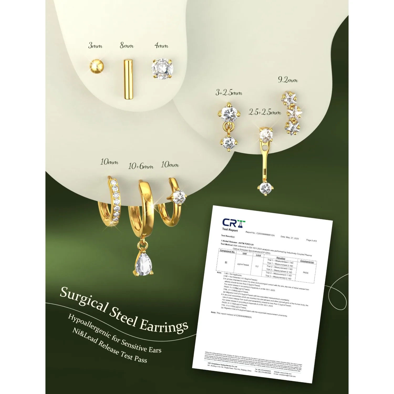 Stud Hoop Earrings for Women 9Pairs 14K Gold-plated Cartilage Earrings Dainty Trendy Flat Back Stacks Earring Set Piercing Jewel 260701 - view 5