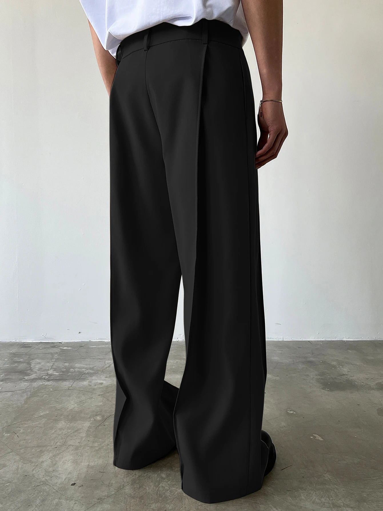 Mens High Waist Wide Leg Suit Pants Casual Loose Straight Leg Dress Pants Formal Business Streetwear Black Trousers S-2XL 1 Pie 260630 - view 3
