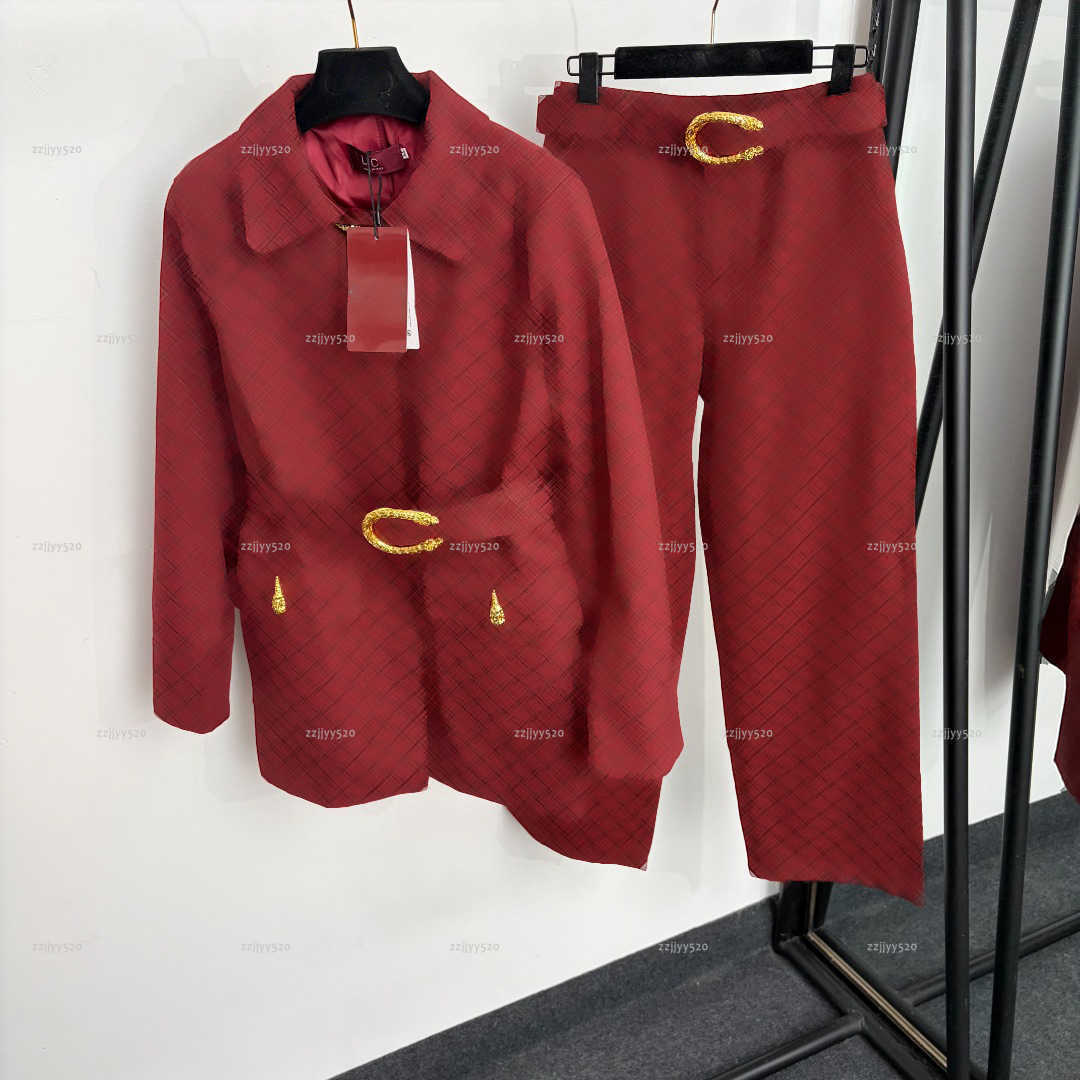 Brand women pantsuit autumn lady trousers women designer clothes ladies' pant suits collar jacket straight leg pants two-piece set A783X16N031