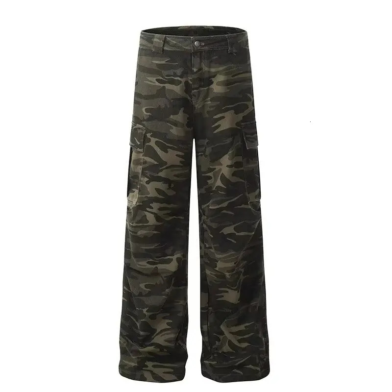 American retro washed camouflage work pants for men and women loose straight leg multi pocket wide leg casual paratroope a260716 - view 6