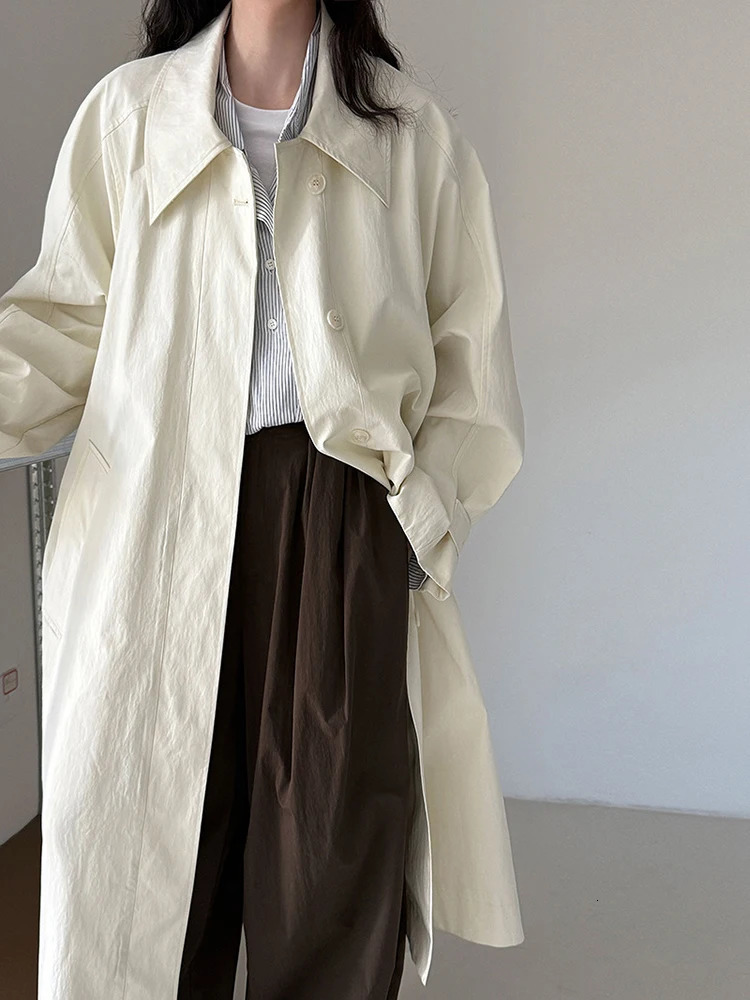 EAM Women Coffee Brief Belted Big Size Long Trench Lapel Long Sleeve Windbreaker Fashion Spring Autumn 2026 1DJ3893 260625CJ - view 5