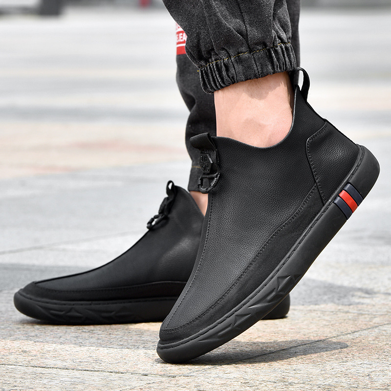 Mens Spring/Summer Casual Shoes Fashionable British Sport Red Anti Slip Versatile Leather Board Shoes 240914