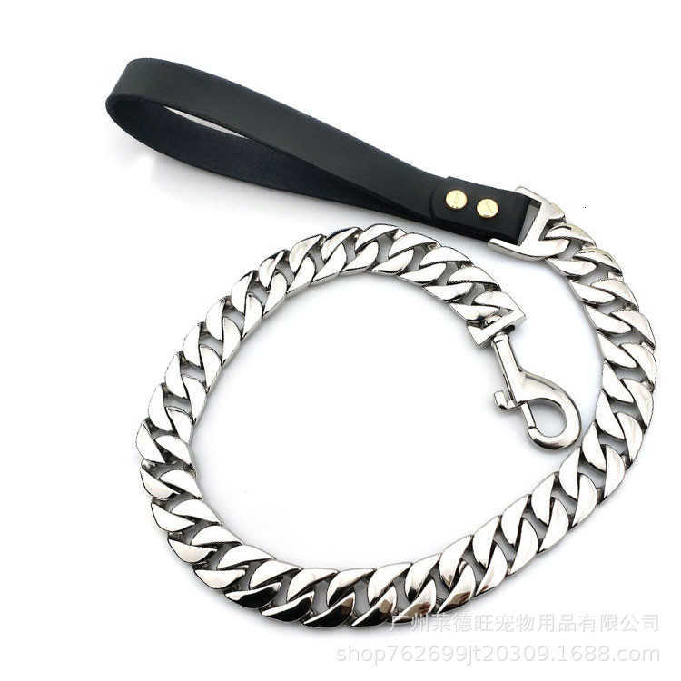 Traction Solid Super Strong Gold Stainles Steel Pet Lead Chain 32mm 19mm Bulldog Pitbull Large Dog Collar Leash L260511