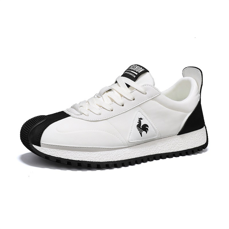 Black White Color Block Retro Running Sneakers Rooster Logo Triangle Patch Textured Rubber Sole Men Daily Casual Trainers - view 6