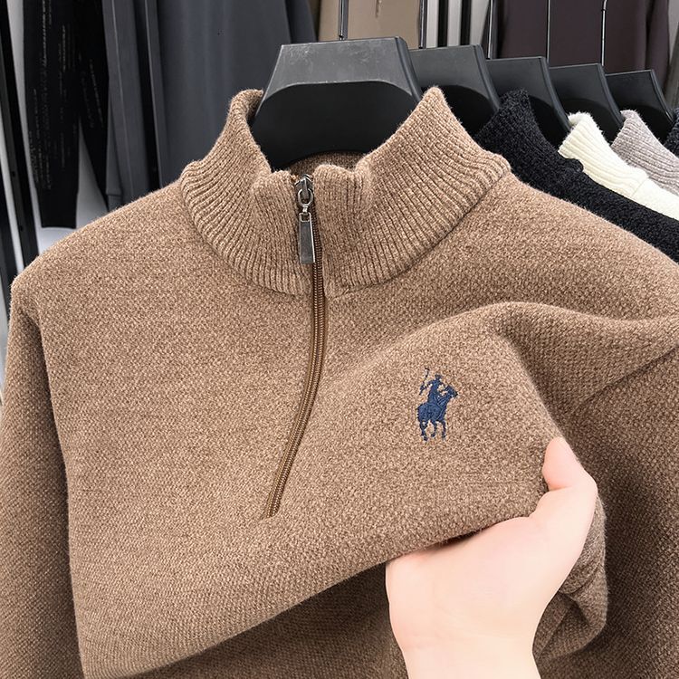 Designer Men's Zipper Sweater Trendy Casual Loose Embroidered Autumn Winter Solid Color Knitted Cardigan Wholesale - view 4