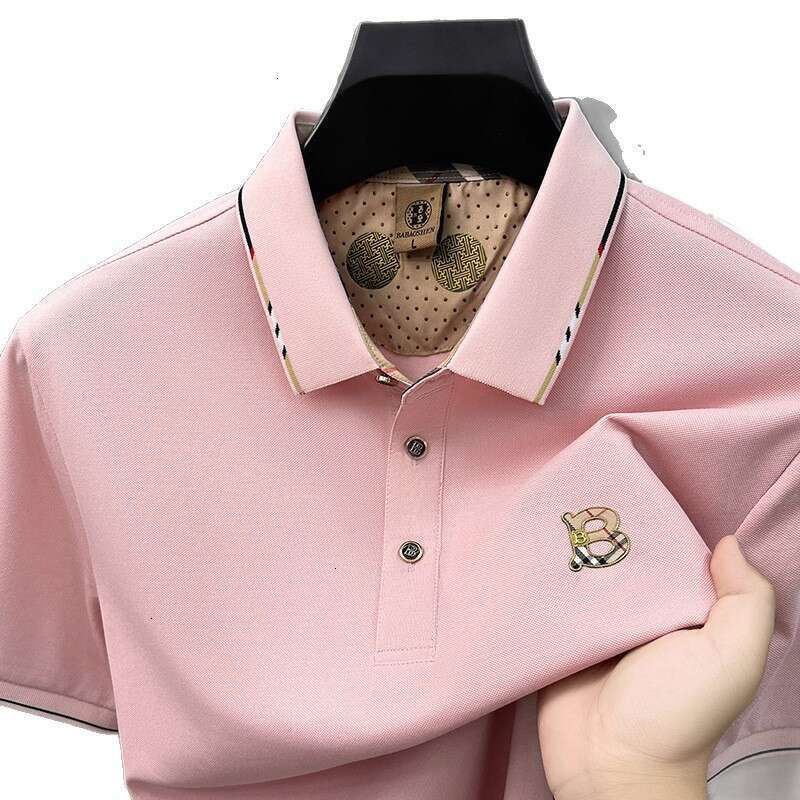 Brand Designer Clothes Distribution Of Ice Silk Cool-Touch T-Shirts Men Light Luxury Short-Sleeve Turn-Down Collar Summer High-End Simple Versatile Ha - view 6