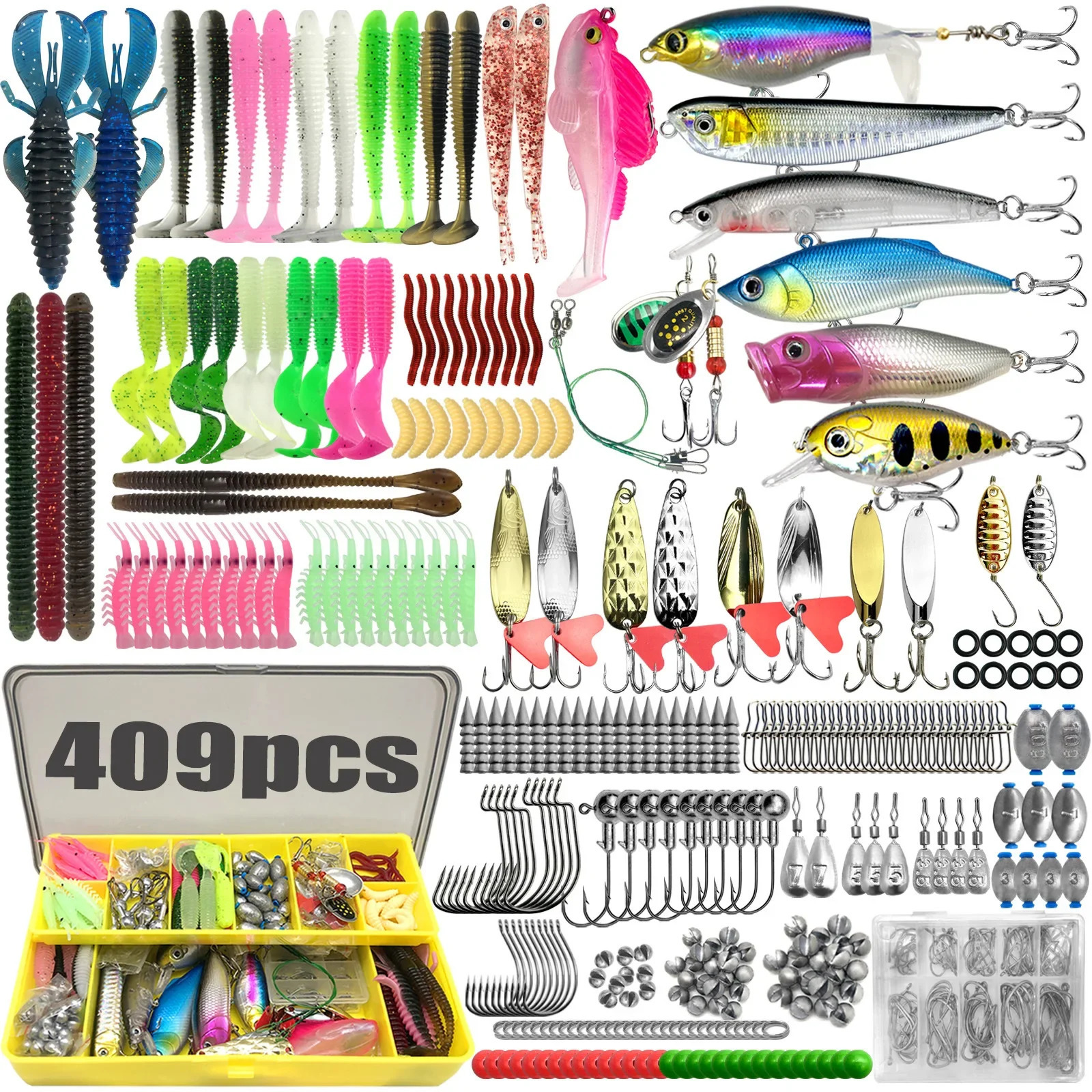 133/83pcs Fishing Lures Kit for Topwater Bait Rigs Tackle Kit for Bass Trout Salmon Fishing Accessories 260701