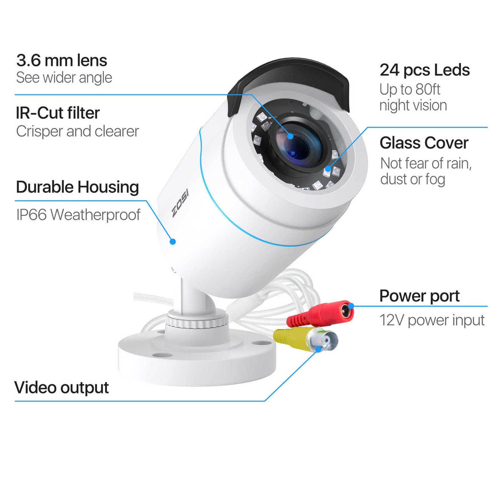 ZOSI ZG3023A Add-on Camera 3MP WiFi Security Camera Outdoor Indoor IP Network Camera Only Compatible with ZOSI NVR RecroderM240806