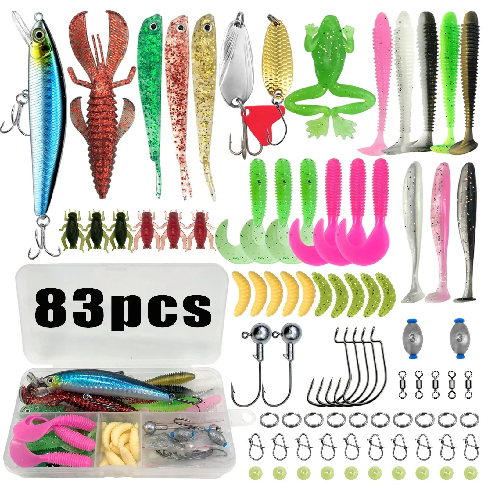 133/83pcs Fishing Lures Kit for Topwater Bait Rigs Tackle Kit for Bass Trout Salmon Fishing Accessories 260701 - view 5