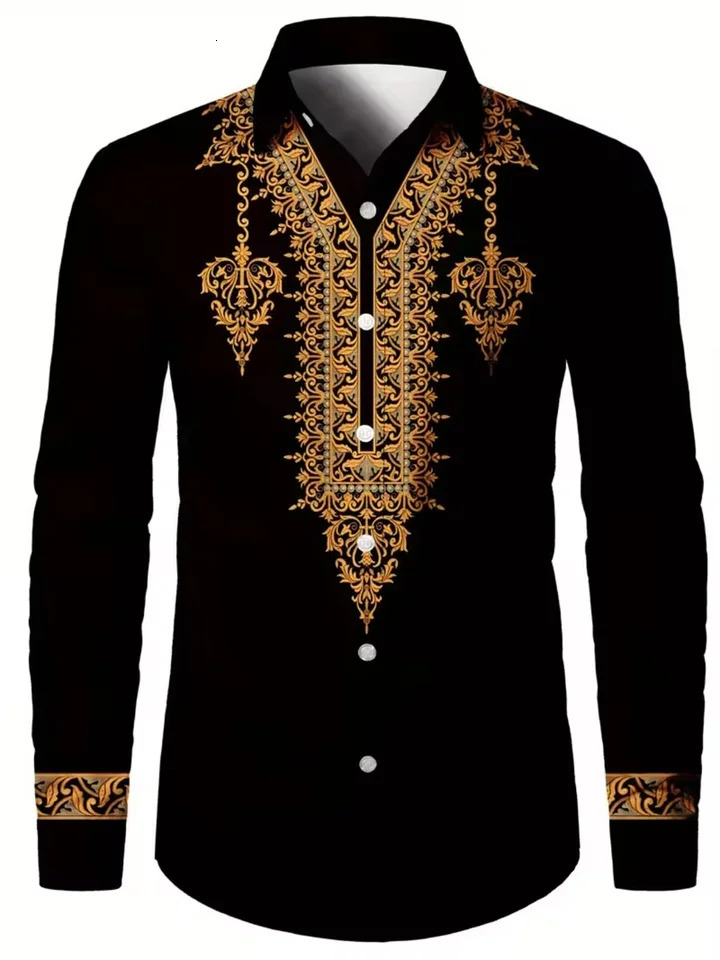 Hawaii pattern mens 3D leopard print animal butterfly long sleeved shirt comfortable lapel top 260701 - view 6