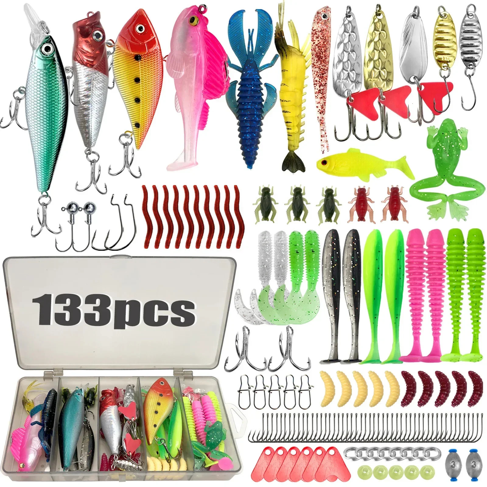 133/83pcs Fishing Lures Kit for Topwater Bait Rigs Tackle Kit for Bass Trout Salmon Fishing Accessories 260701 - view 4