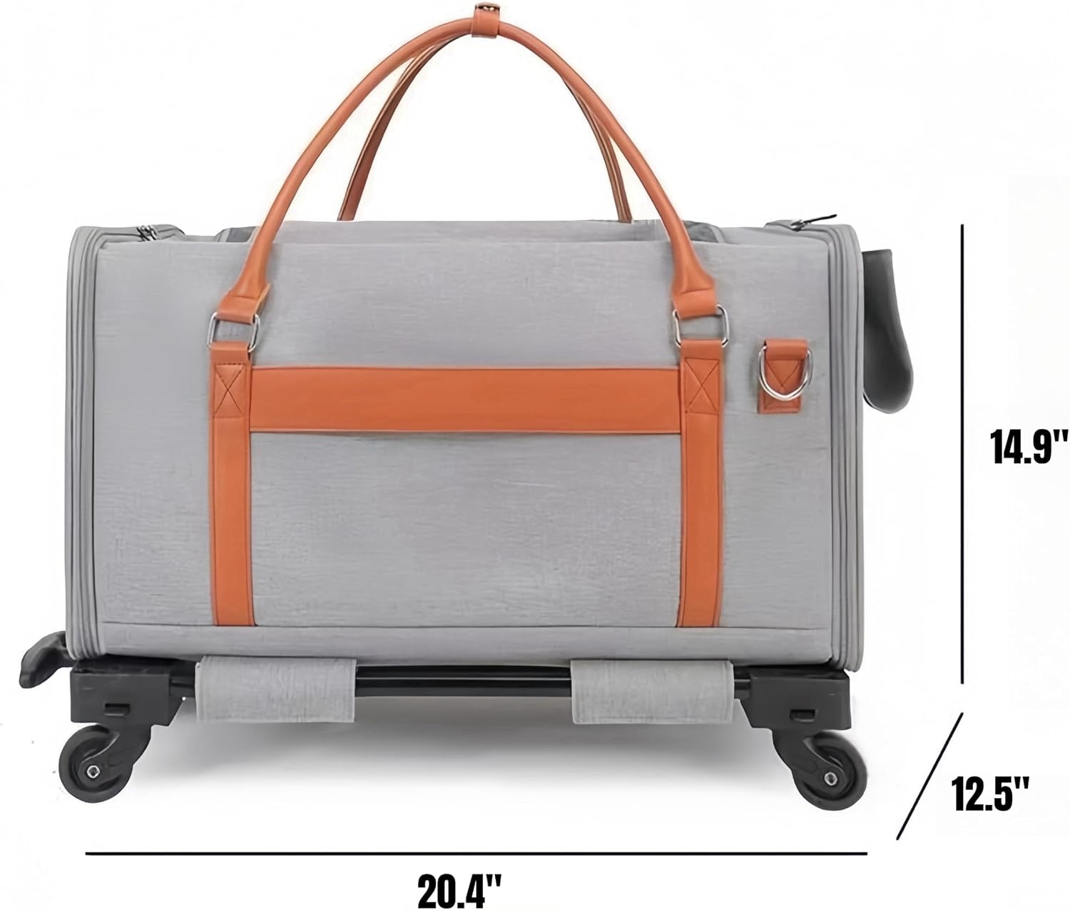 LBY Detachable Wheeled Pet Carrier, 3 Vent Mesh Rolling Cat Dog Travel Tote with Retractable Handle, Holds Pets Up to 22lbs for Outdoor Vet Trips