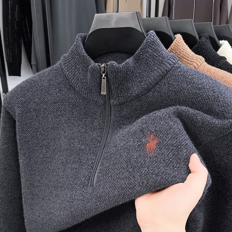 Designer Men's Zipper Sweater Trendy Casual Loose Embroidered Autumn Winter Solid Color Knitted Cardigan Wholesale - view 3