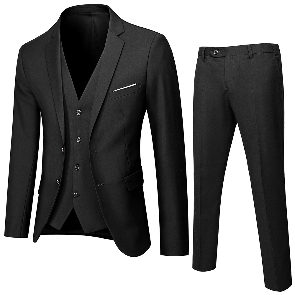 Designer Men's Set Three-Piece Business Casual Professional Formal Wear Groomsmen Bridegroom Wedding Suit Summer - view 3