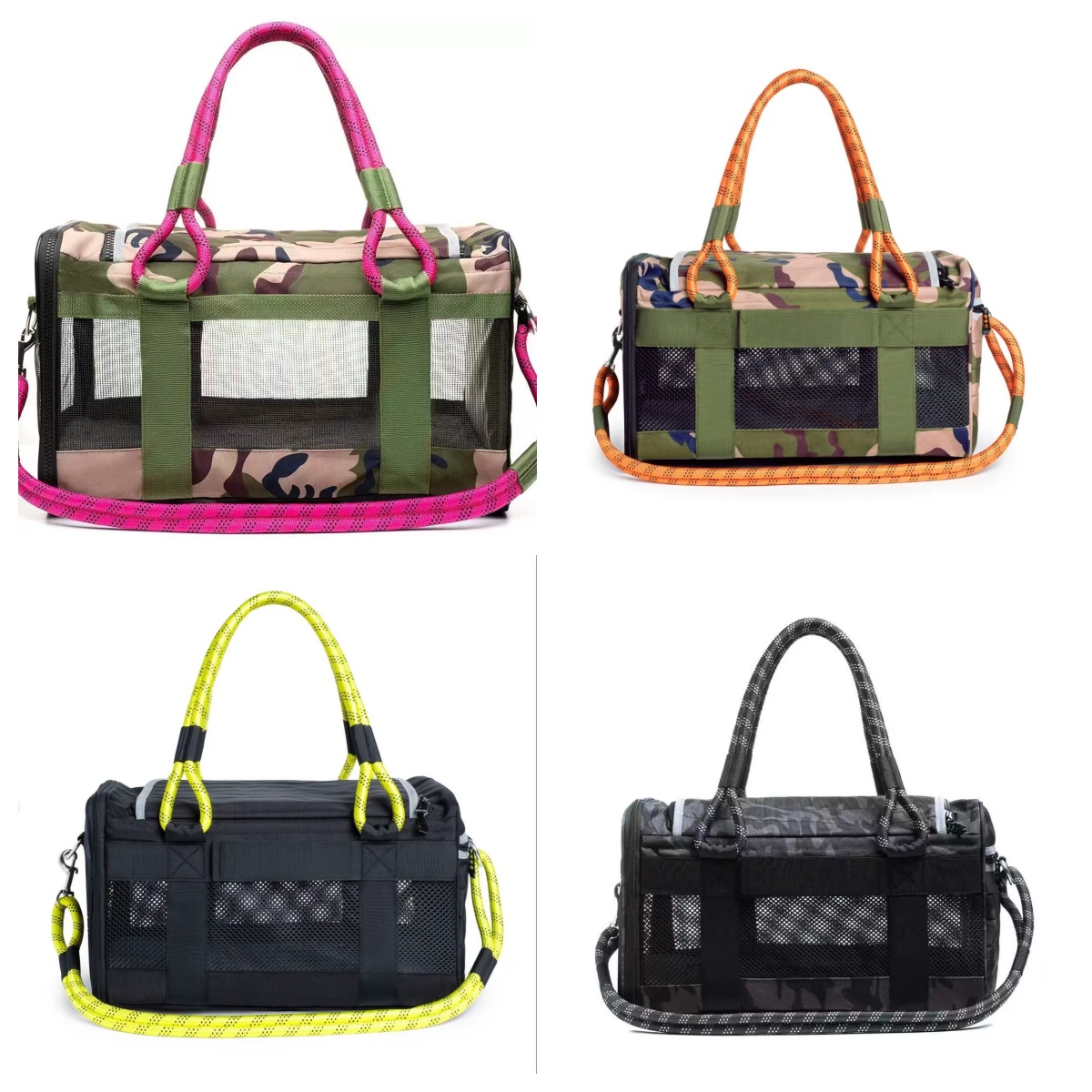 LBY TSA Airline Approved Soft Pet Carrier Tote, Foldable Quilted Dog Cat Travel Bag with Green Rope Handles, Leak-Proof Base Holds Small Pets Up to 20