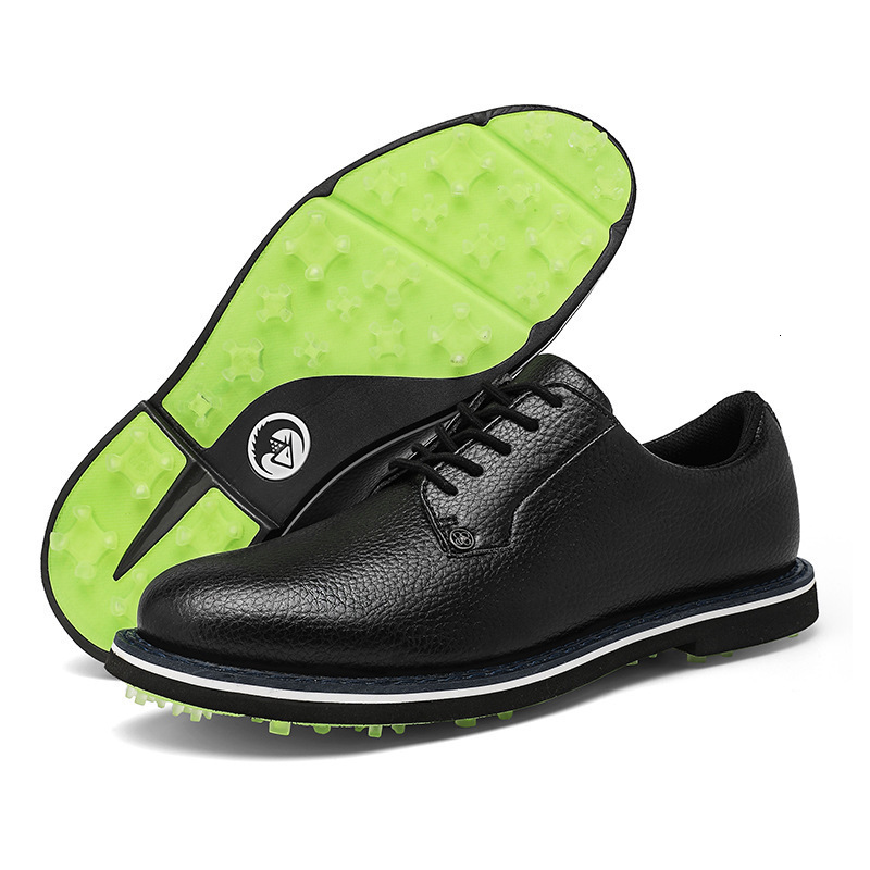 White Grain Leather Lace Up Golf Shoes Two-Tone Pink Blue Non-Slip Spiked Sole Waterproof Breathable Men Golf Footwear