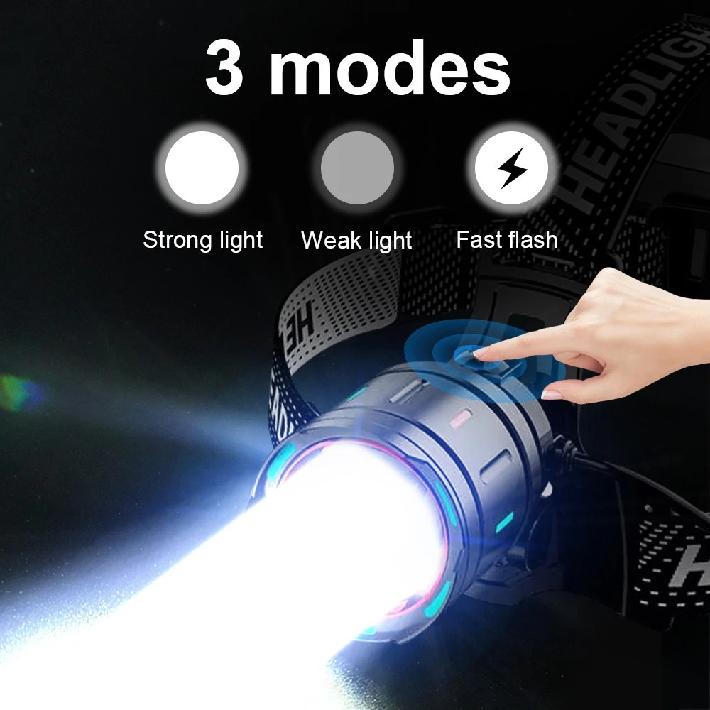 2026 Super Powerful Headlamp 800W LED IR Sensor Headlight Rechargeable Head Flashlight 5000 Meter Head Lamp Fishing Lantern 260702BJ - view 4