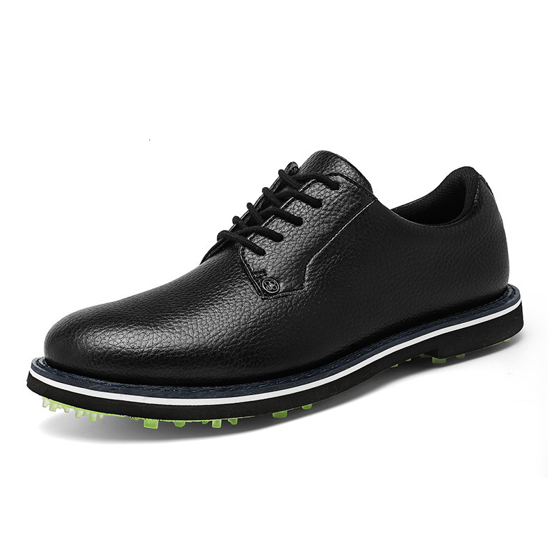 White Grain Leather Lace Up Golf Shoes Two-Tone Pink Blue Non-Slip Spiked Sole Waterproof Breathable Men Golf Footwear - view 6