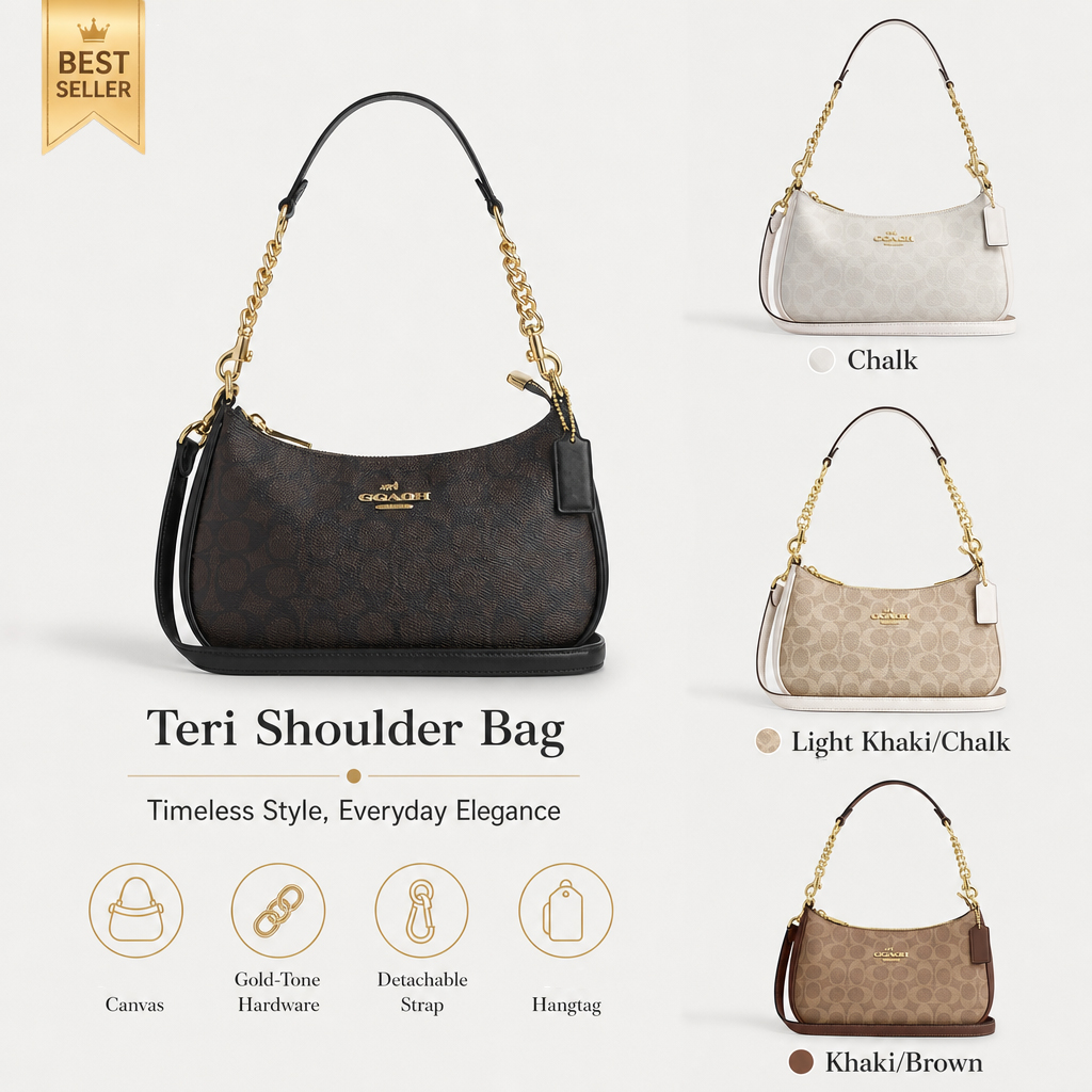 Teri Shoulder Bag coachbagas Designer Bag coachtabby Crossbody Bag Women's Letter Print Rectangular Luxury Bag Double-Strap Chain-Handle Wallet Tote Bag