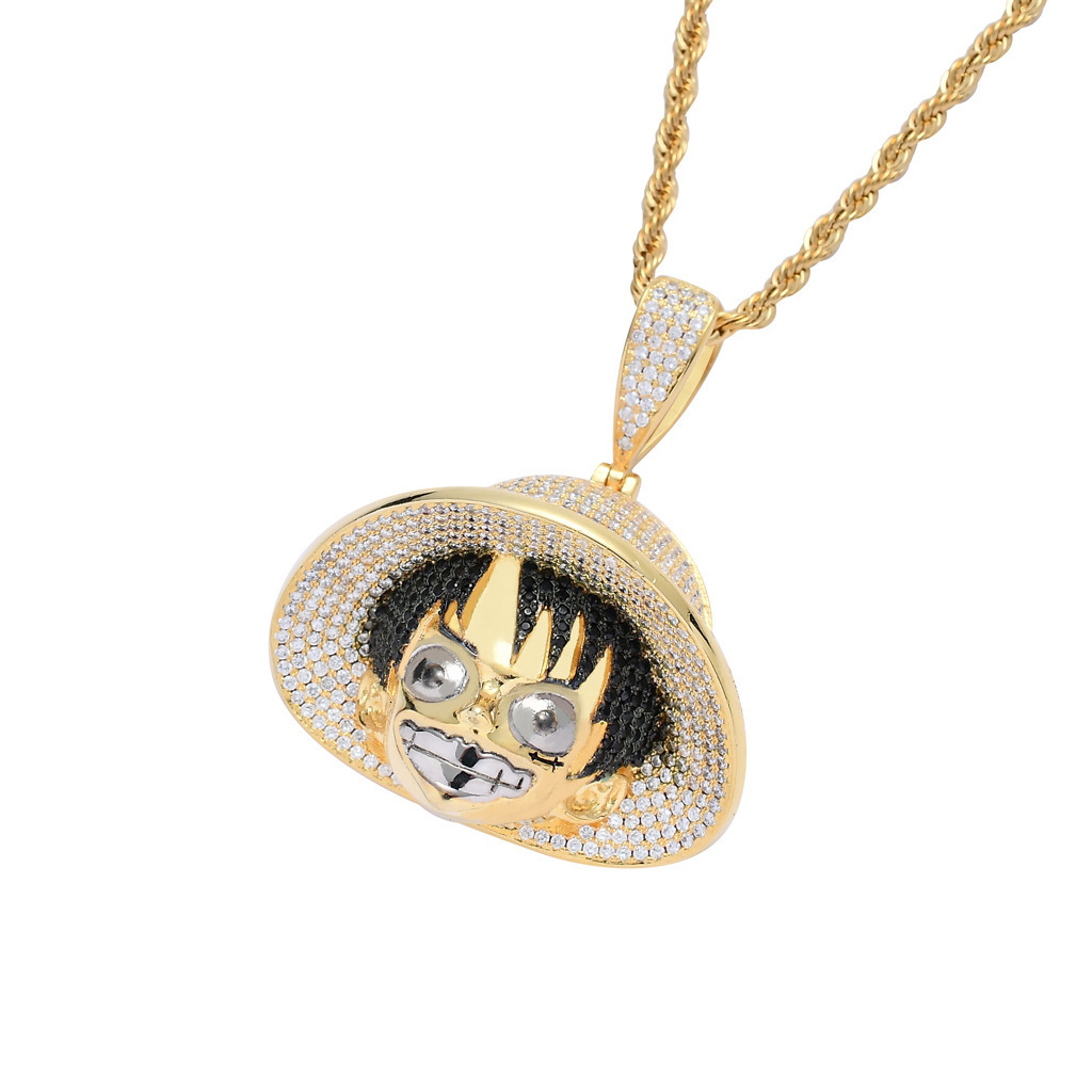 Bestseller in Europe and America: Cartoon Anime One Piece Luffy Necklace, Hip-Hop Personalized Exaggerated Pendant - view 3