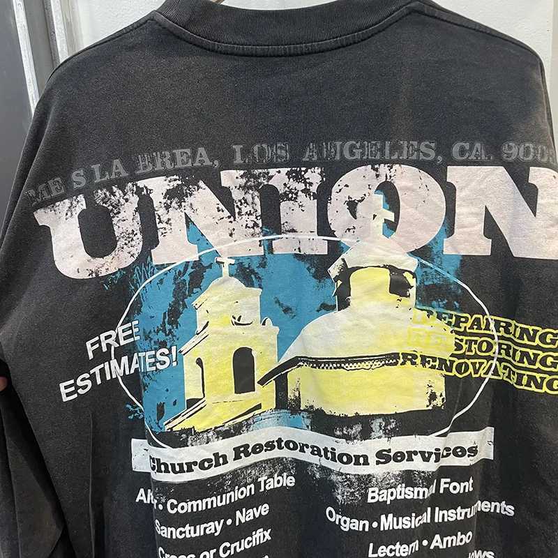 Quality Cotton Vintage Washed Best Black Oversized Long Sleeved T-Shirt Letters Graphics Print Yellow RRR123 T Shirt Tags X260703 - view 6