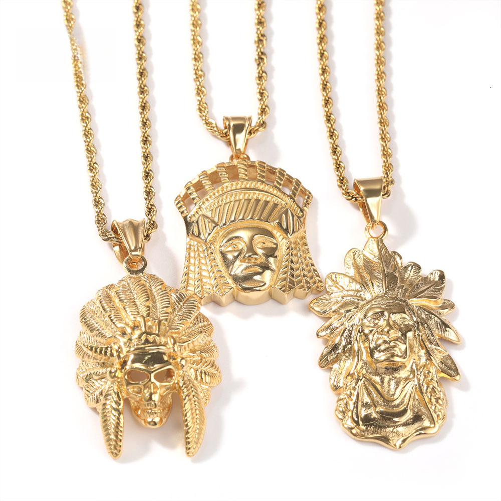 Niche 925 sterling silver Indian Chief Color-Retaining Electroplated Hip-Hop Pendant Night Market Stall Entrepreneurship Accessories
