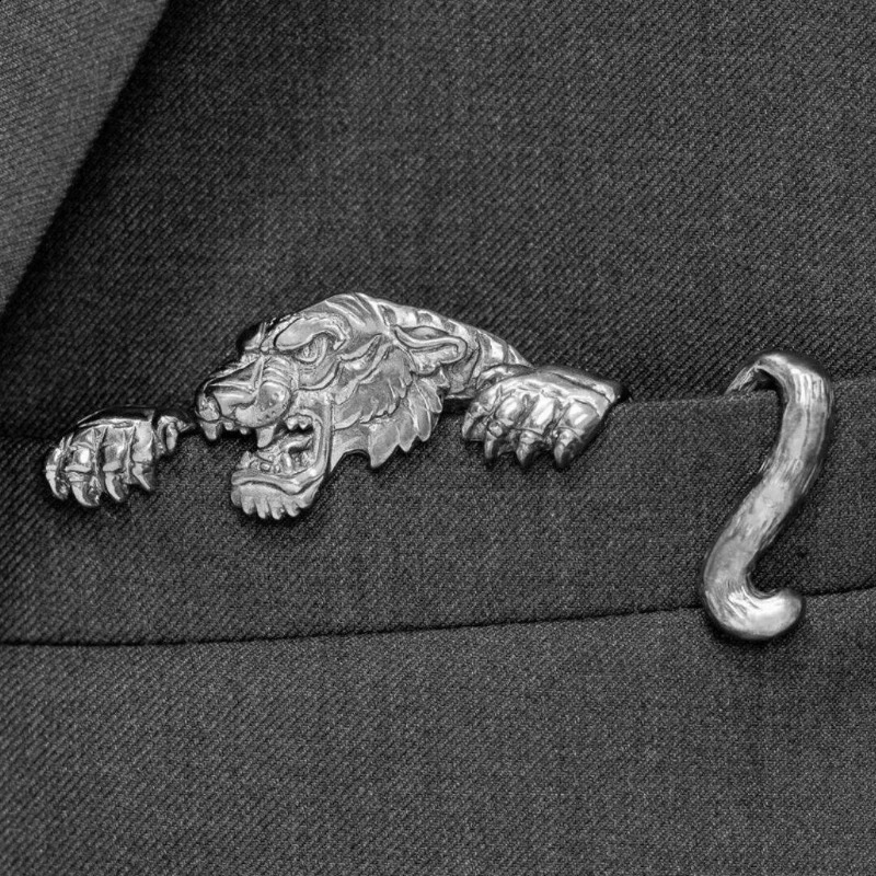 Metal pocket square vintage octopus crocodile mens suit punk-style brooch heavy-duty accessory pin 260701 - view 5