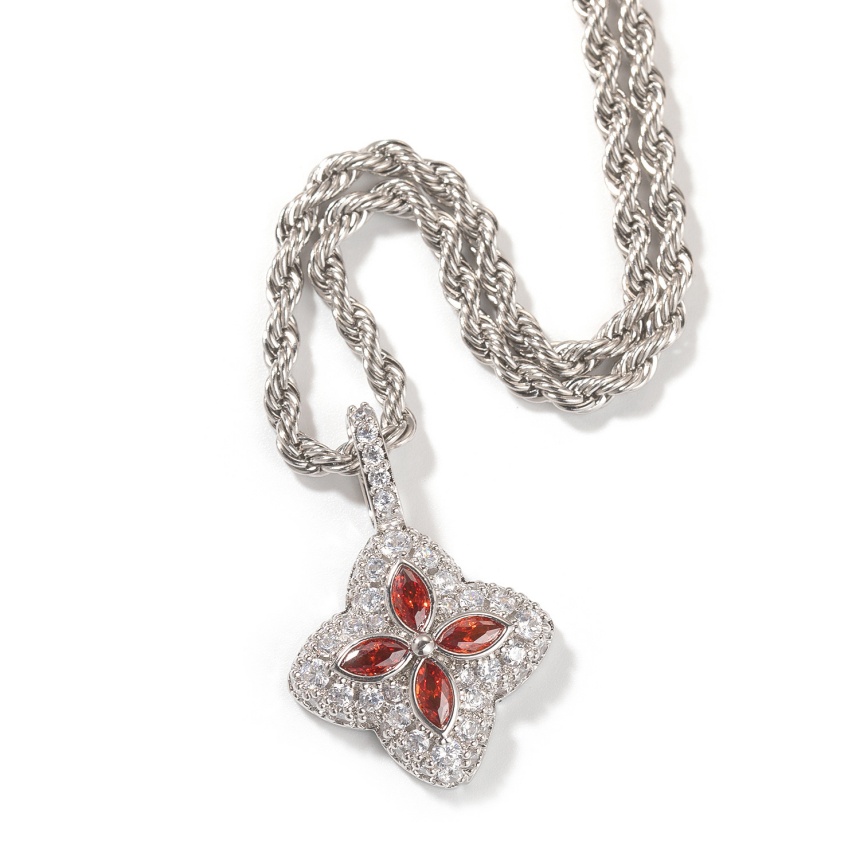 diamond necklace women four leaf clover necklaces moissanite pendant flower necklace iced out chain bijoux jewellery cuban link chains rope chain 925 