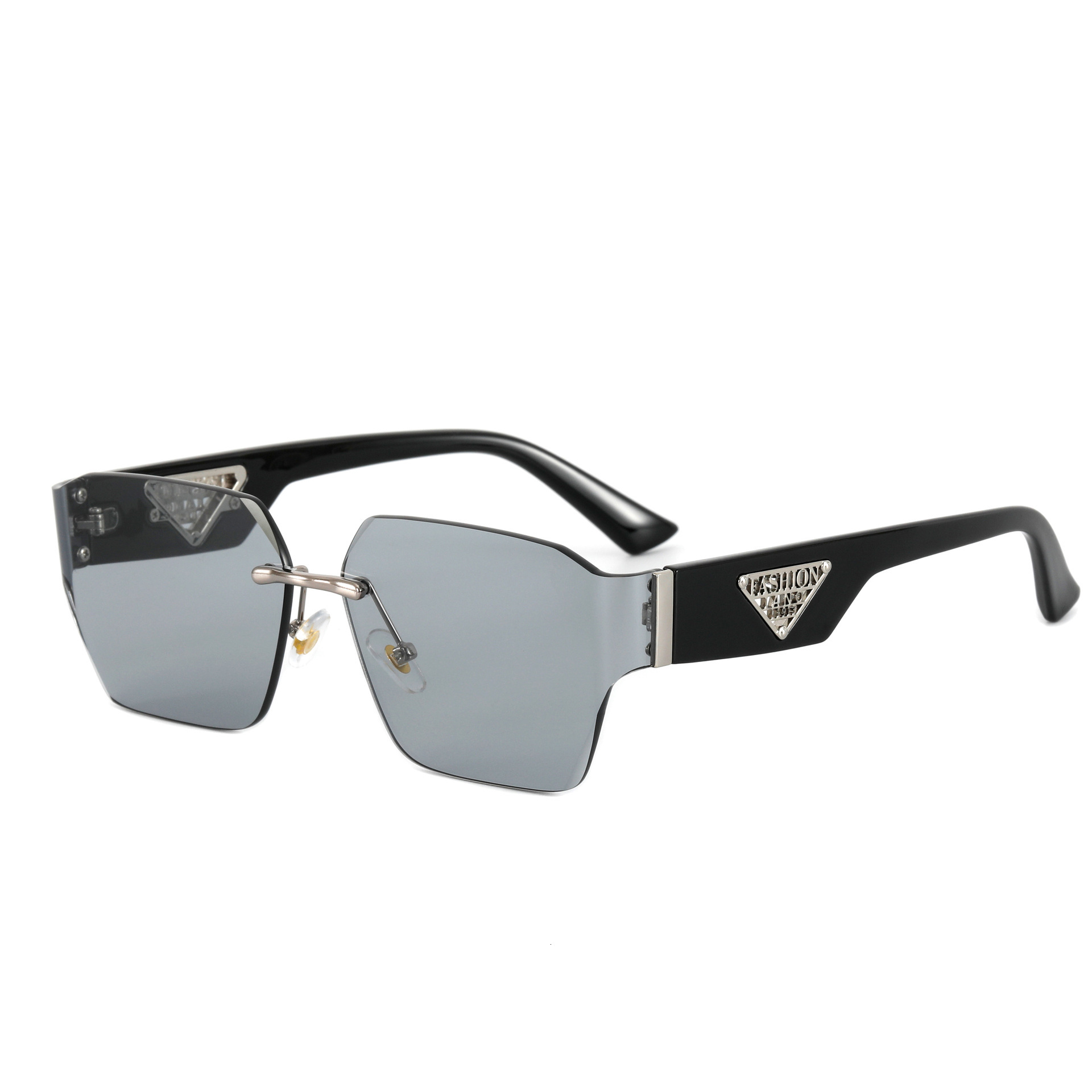 Casual Women's Frameless Sunglasses, Black Gradient Lenses - UV380 Protection, Gold Temple Accent, Waterproof Coating, Distance Vision Driving Eyewear - view 6