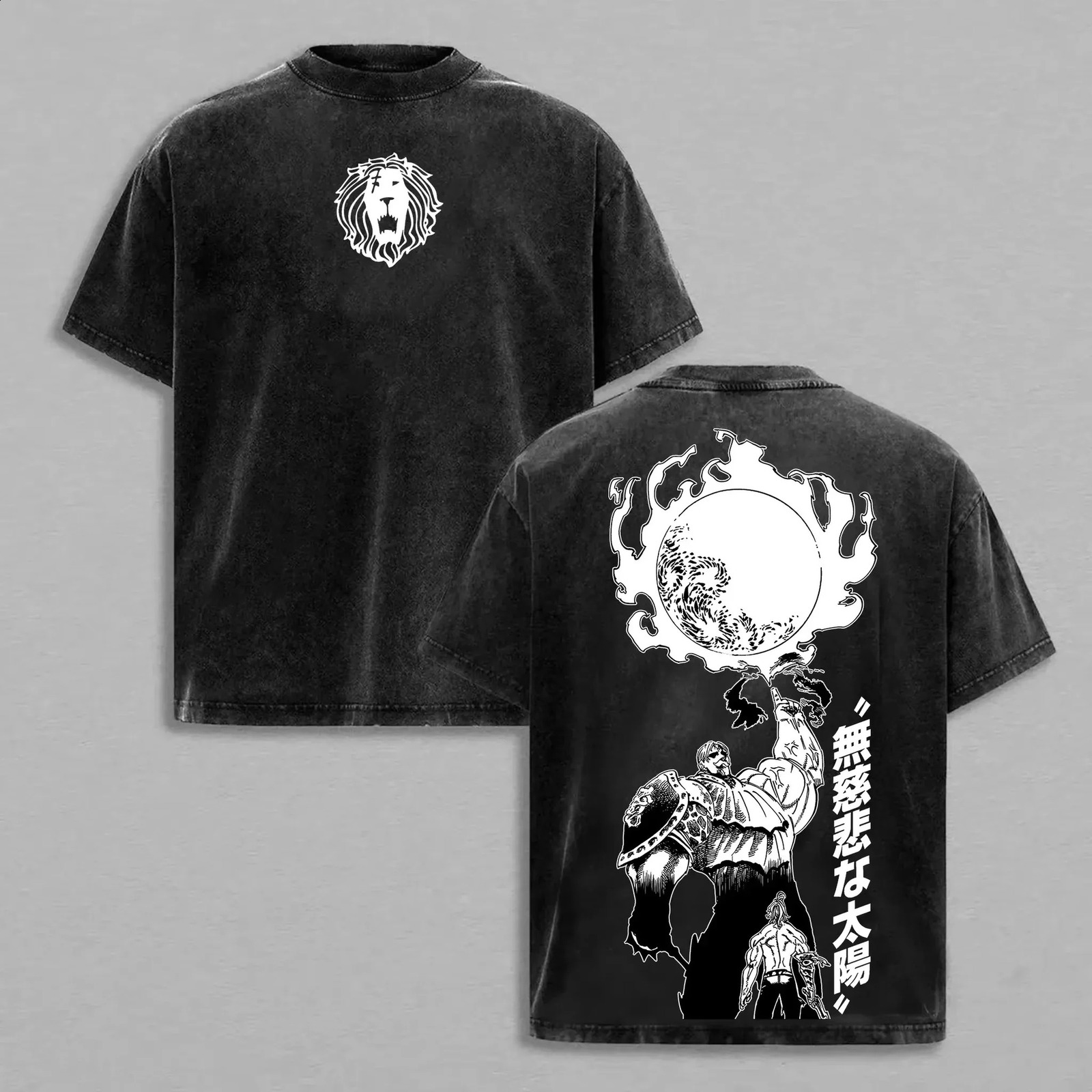 Japanese Anime The Seven Deadly Sins Escanor Graphic Print Vintage Washed TShirt Unisex Retro Loose Harajuku Y2K Cotton Summer 260702 - view 3