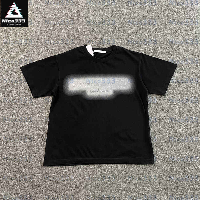 Alexandes W Chest reflective coating embossed letters logo cotton heavyweight round neck loose versatile men women with the same T-shirt