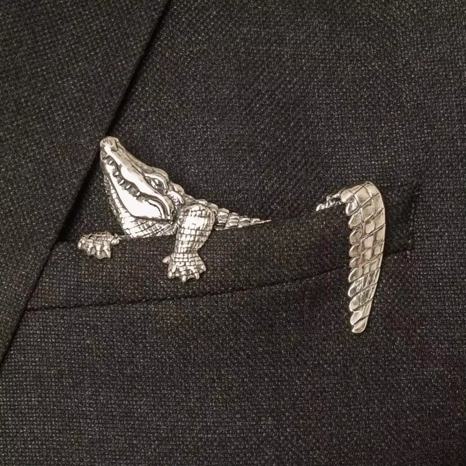Metal pocket square vintage octopus crocodile mens suit punk-style brooch heavy-duty accessory pin 260701 - view 3