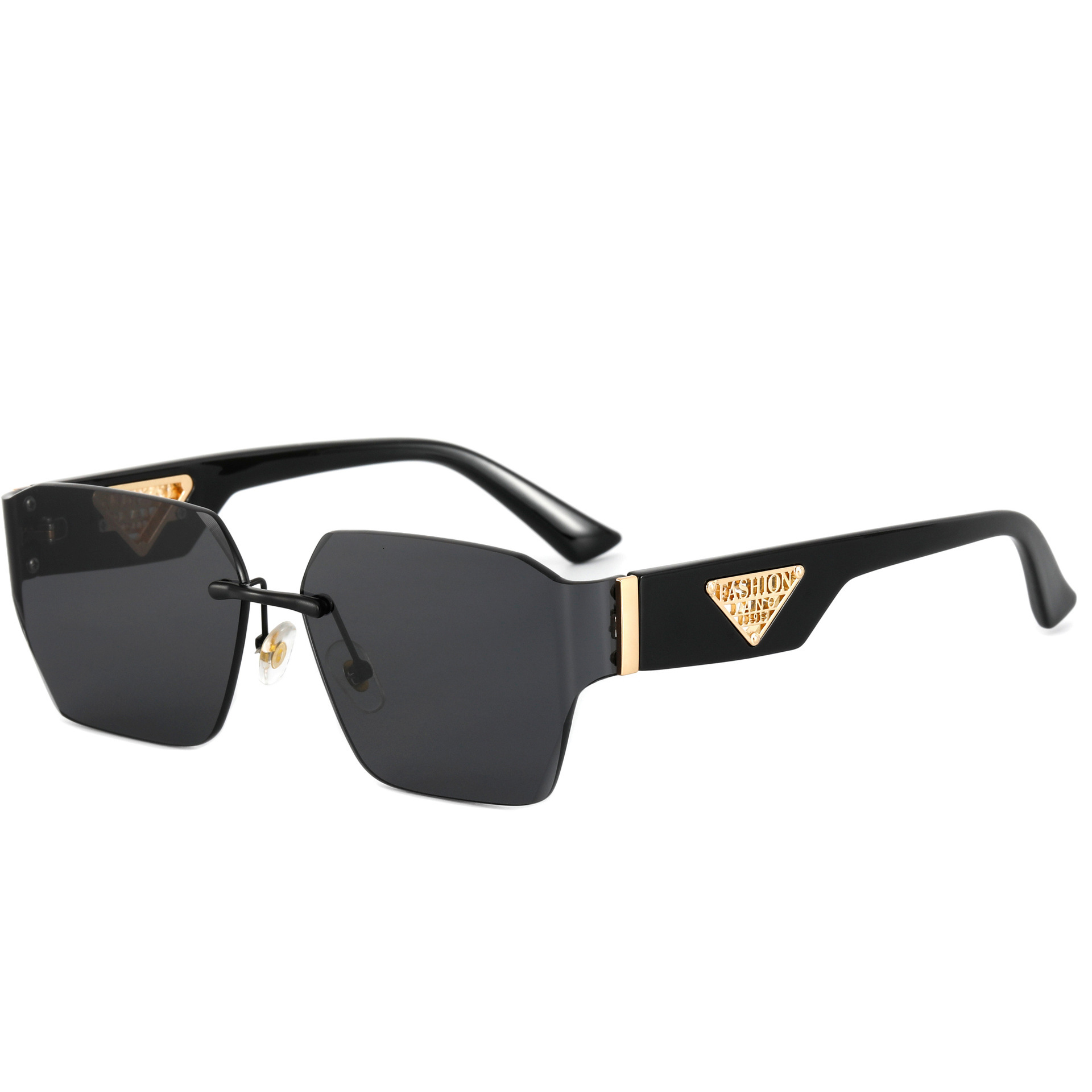 Casual Women's Frameless Sunglasses, Black Gradient Lenses - UV380 Protection, Gold Temple Accent, Waterproof Coating, Distance Vision Driving Eyewear - view 5