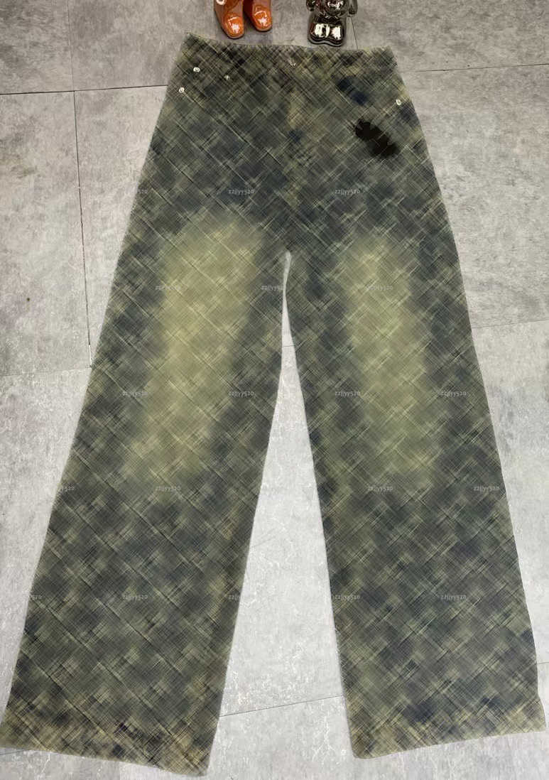Brand women designer clothes autumn new arrival lady pattern print wide straight leg jeans trousers A216X05N253