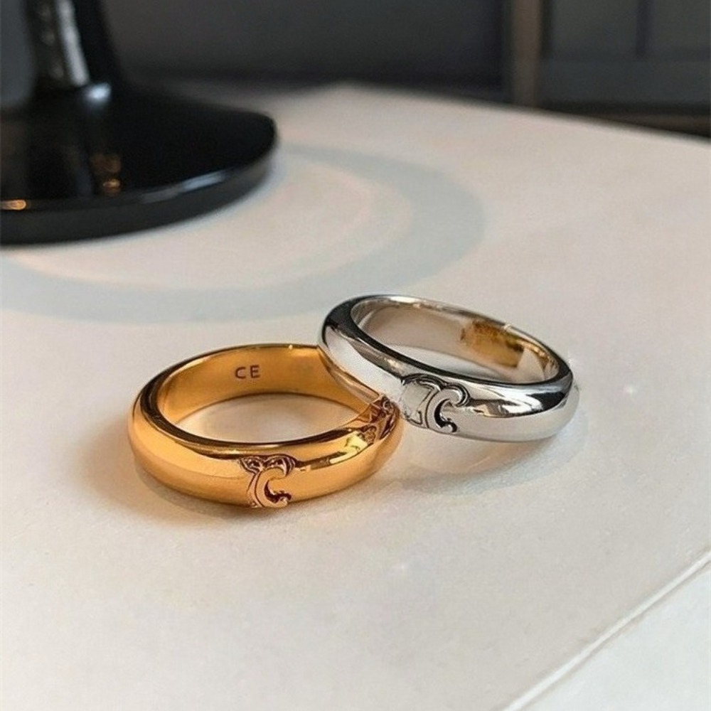 Classic Ring for Men Women Designer Band Rings 18K Gold Plated Luxury Engraved Letter Band Ring Vintage Fashion Unisex Ring High Quality Jewelry Gift