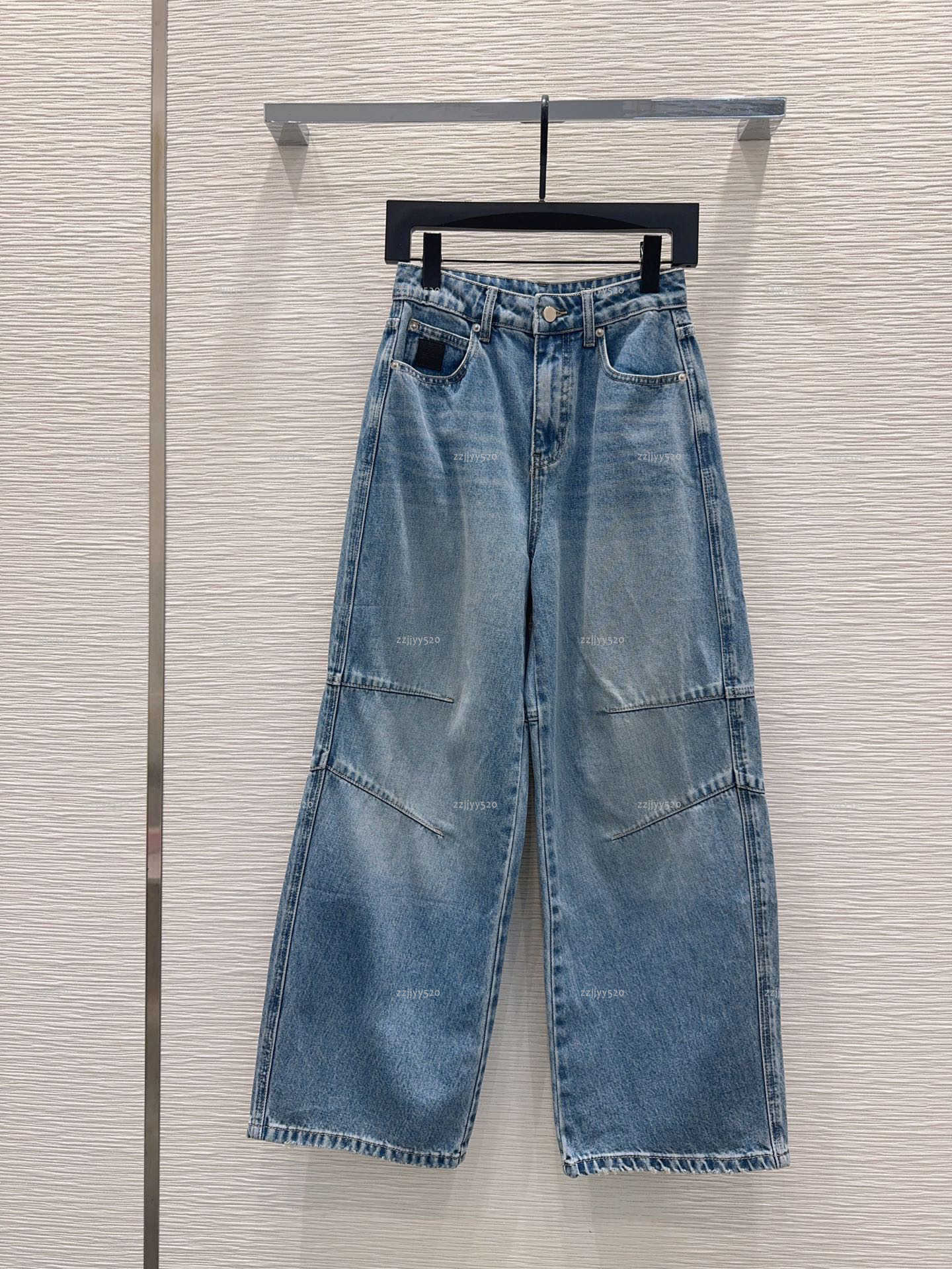 Brand women designer clothes autumn new arrival lady high waisted wide leg jeans trousers A208X05N251