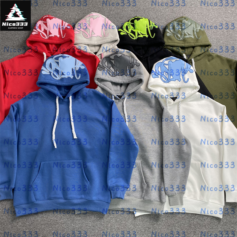 SYN Classic foam letter logo multi-color pure cotton heavyweight loose casual hoodie for men and women